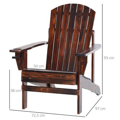 Silla Adirondack De Madera Para Jardín Outsunny 72,5x97x93 Cm Marrón_2
