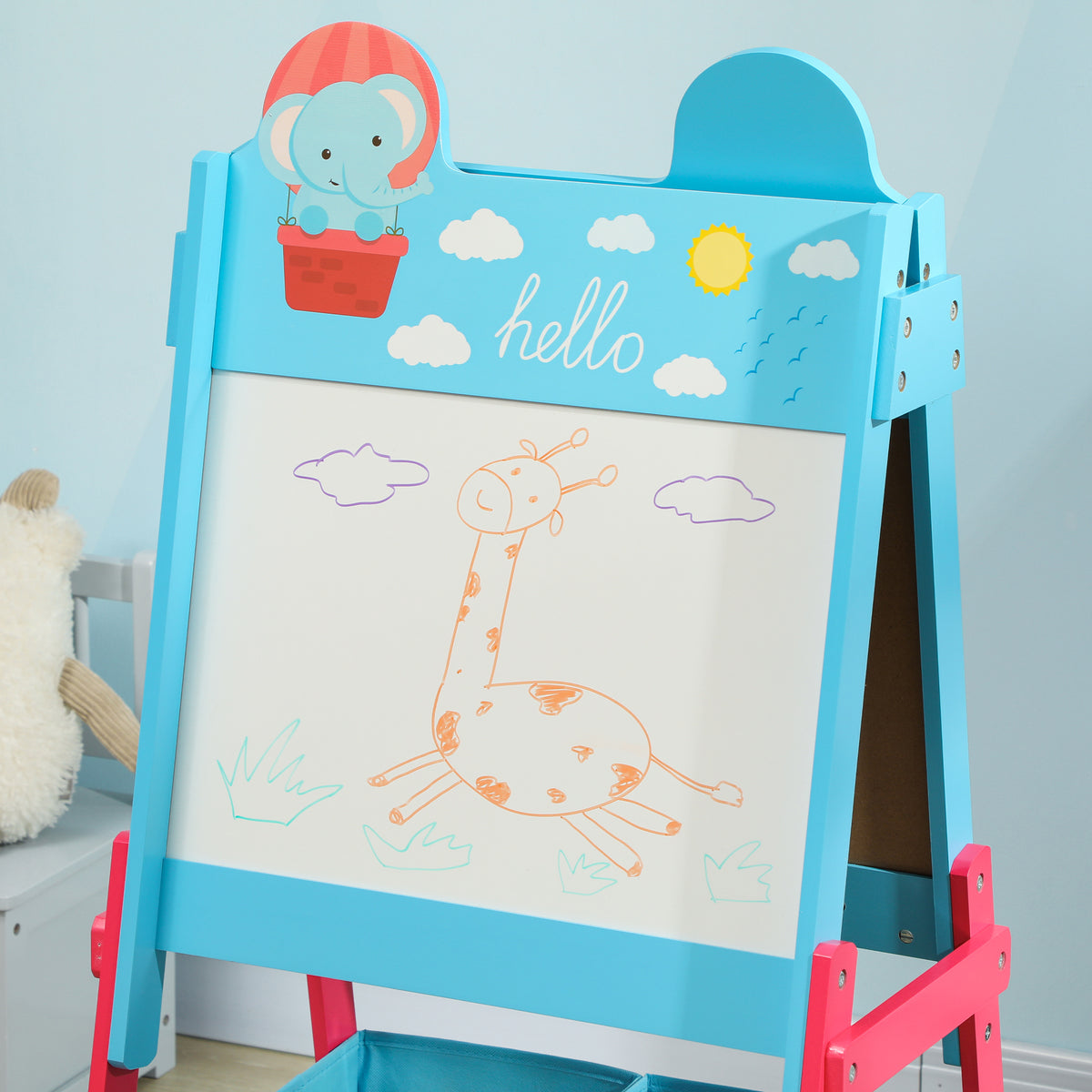 Caballete Infantil Aiyaplay Mdf, Tela No Tejida Azul 53.5x49x113 Cm_3