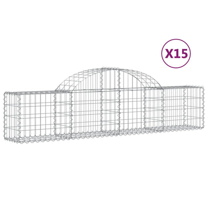 Cestas De Gaviones 15 Uds Forma De Arco Hierro 200x30x40/60 Cm_0