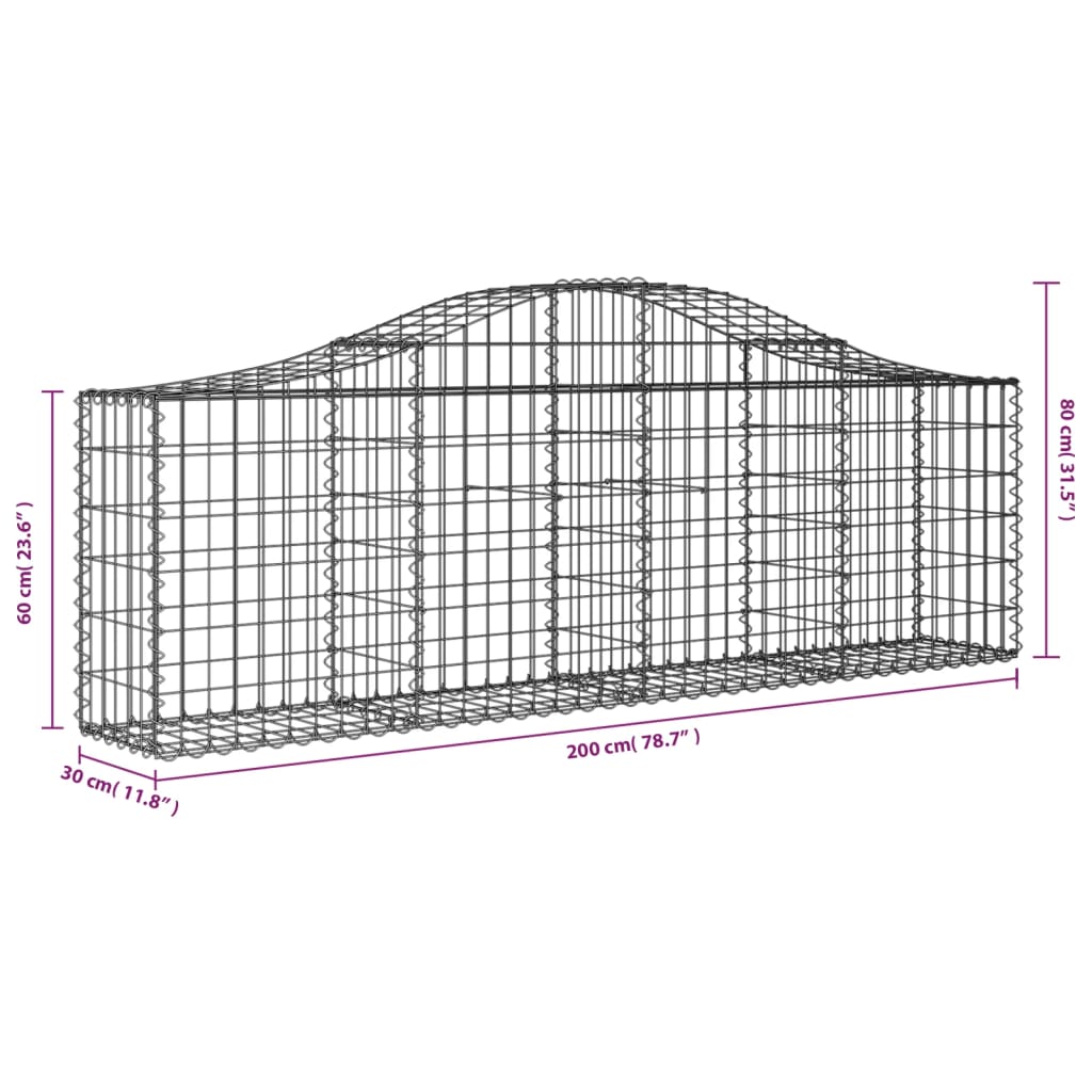 Cestas De Gaviones 5 Uds Forma De Arco Hierro 200x30x60/80 Cm_5