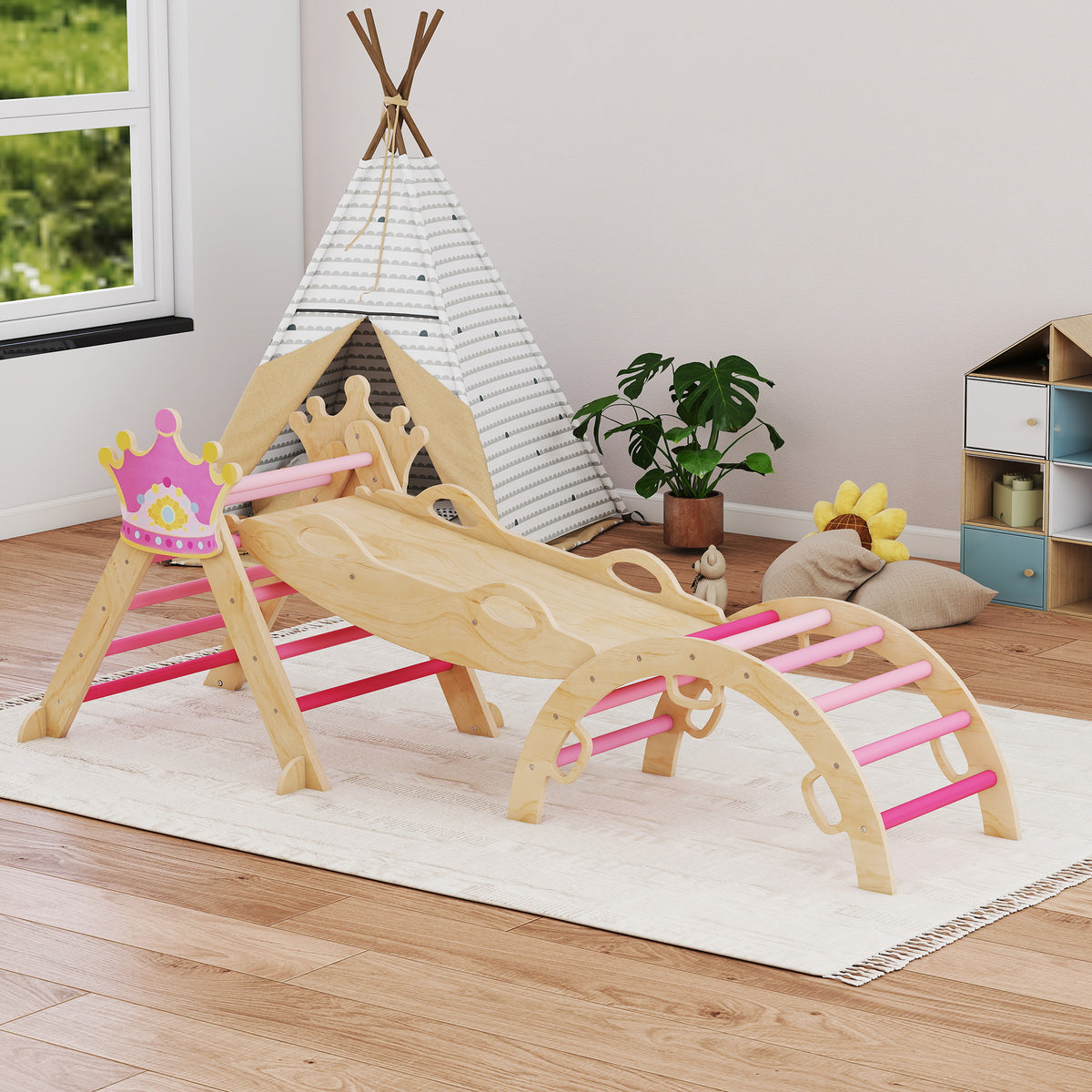 Triángulo De Escalada Aiyaplay Madera Contrachapado Rosa 195x74x38 Cm 331-099v00pk_3