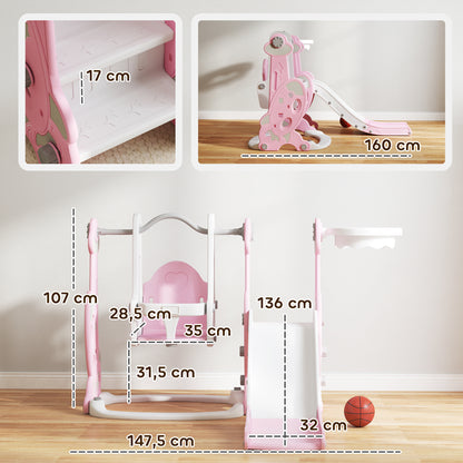 Columpio Y Tobogán Aiyaplay Pe, Pp Rosa 147.5x160x107 Cm_2