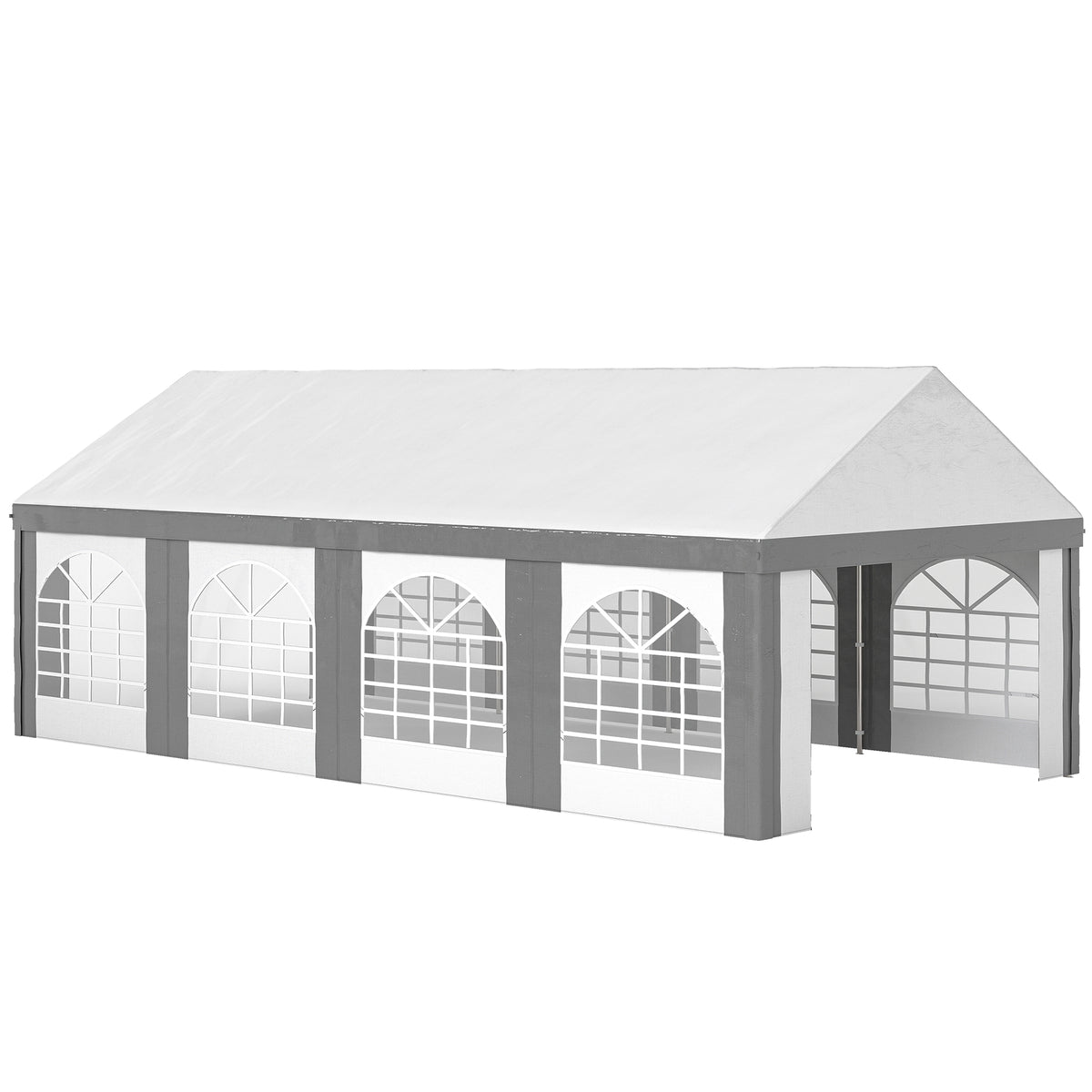 Carpa Para Fiesta Outsunny Acero, Pe Gris Y Blanco 797x397x310 Cm_0