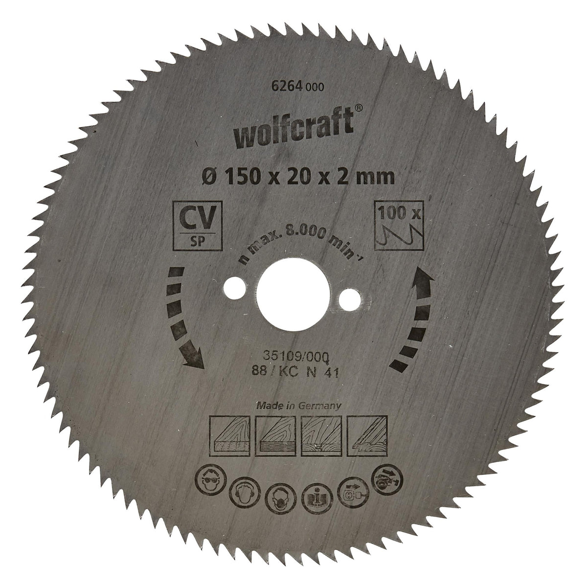 Discos de sierra circular cortes finos Wolfcraft 190 x 16 mm 100 dientes
