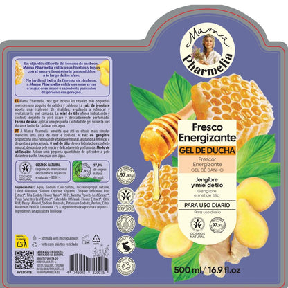 Gel de Ducha Energizante con Jengibre Y Miel de Tilo, Mama Pharmelia, 500ml