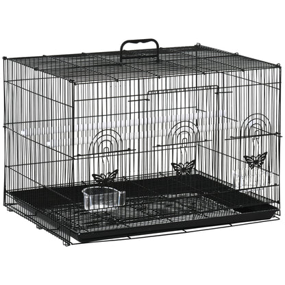 Jaula Para Pájaros Pawhut Metal, Pp Negro 60x41x41 Cm_0