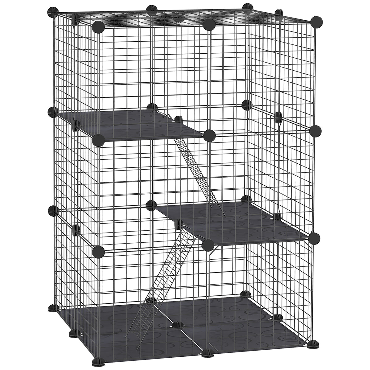 Valla Para Mascotas Pawhut Metal, Pp Negro 70x70x105 Cm_0
