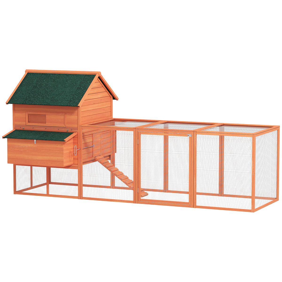 Gallinero Pawhut Madera De Abeto Naranja 347x160x150 Cm_0