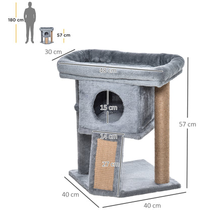 Pawhut Árbol Rascador Para Gatos Pequeños De 57 Cm Con Poste De Yute Rascador_2