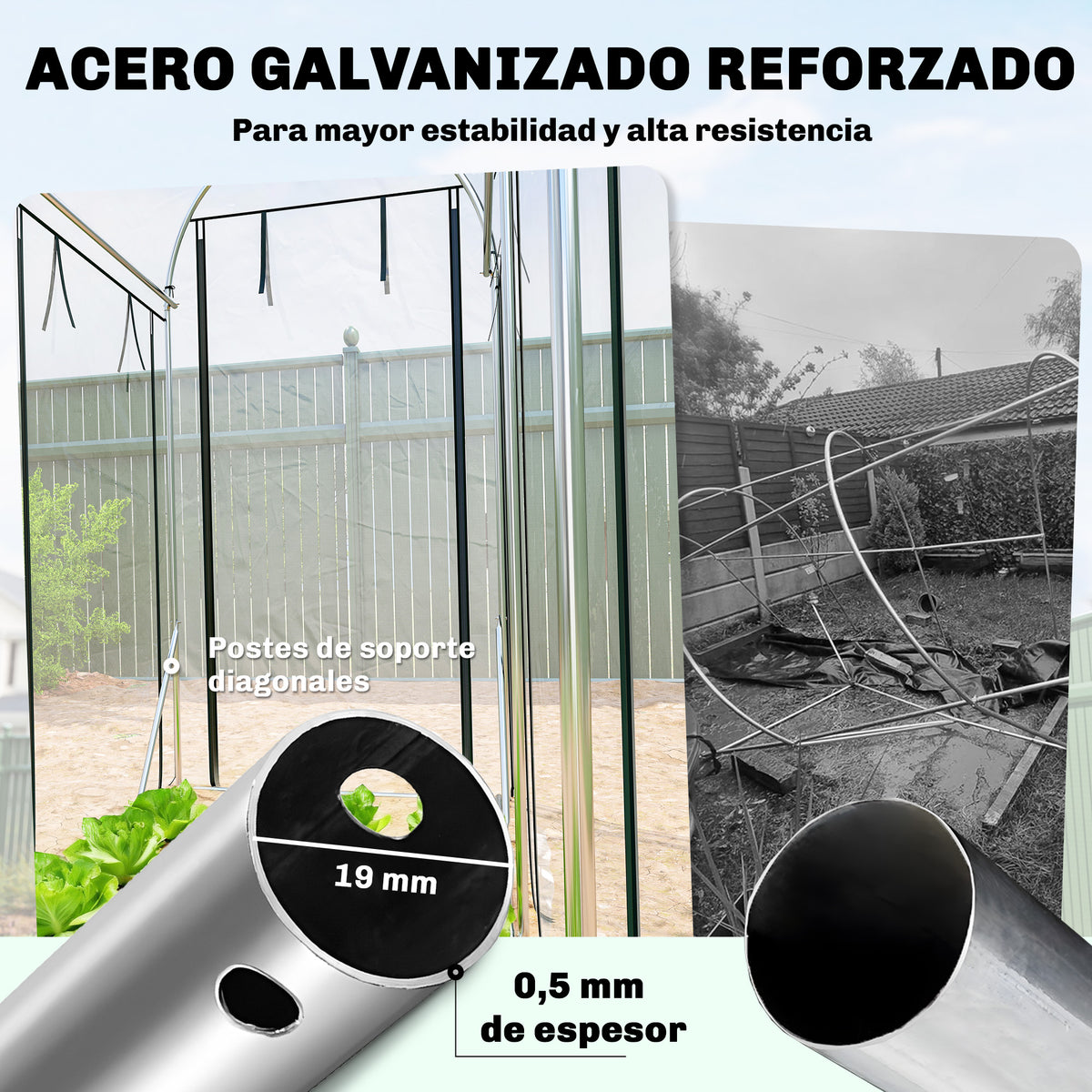 Invernadero De Túnel Outsunny Acero Galvanizado, Plástico Transparente 295x100x197 Cm_4