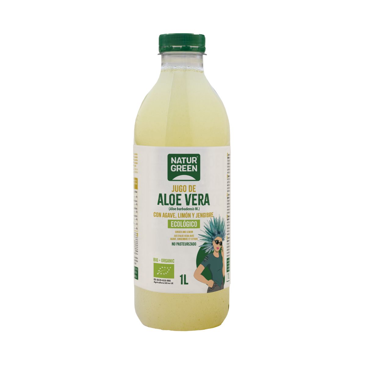 Jugo de aloe vera con ágave, limón y gengibre NaturGreen 1 L