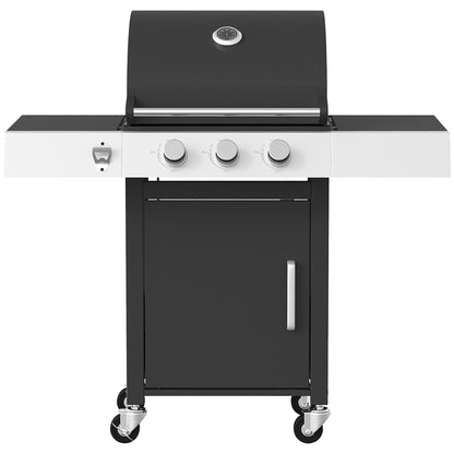 Barbacoa De Gas Outsunny Acero Inoxidable, Metal Negro 109x50x109 Cm_4