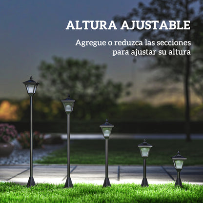 Farol Solar De Jardín Outsunny Plásico Negro 15x15x120cm_5