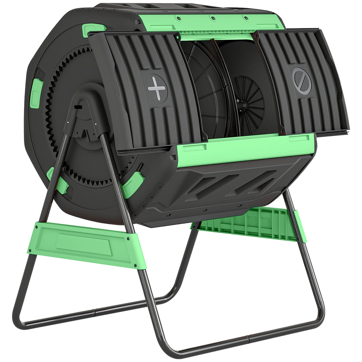 Compostador Para Exterior Outsunny Pp, Metal Verde 94x67x98 Cm_0