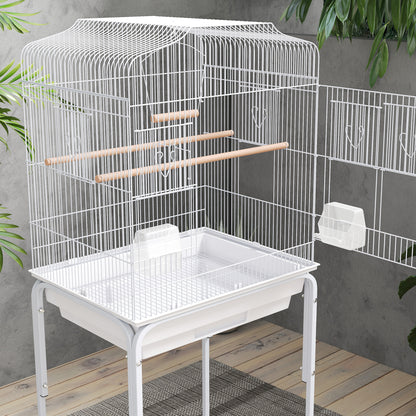 Jaula Para Pájaros Pawhut Acero, Madera Blanco 46.5x36x124 Cm_3