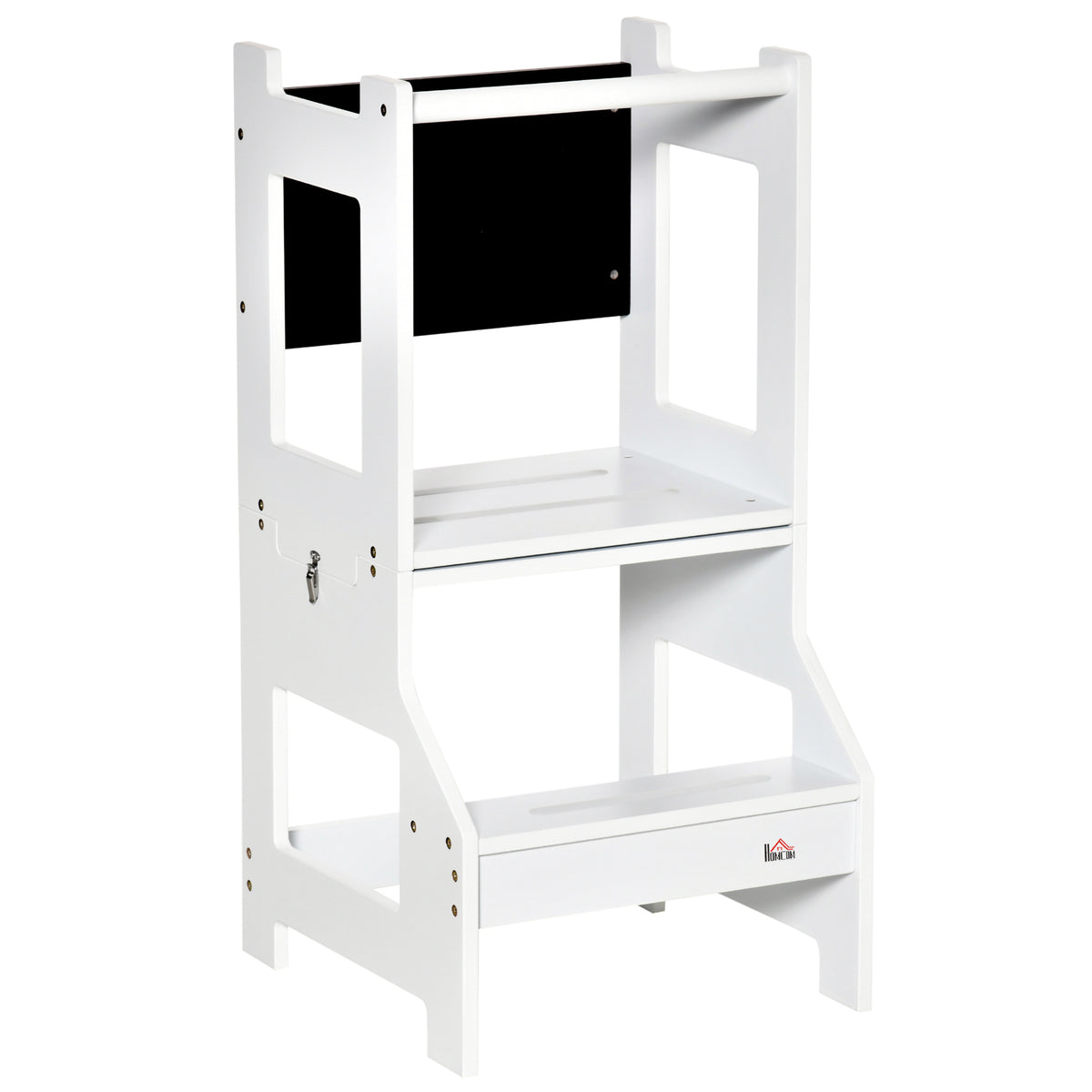 Torre De Aprendizaje Para Niños Con Pizarra Homcom 42x44x86cm Blanco_0