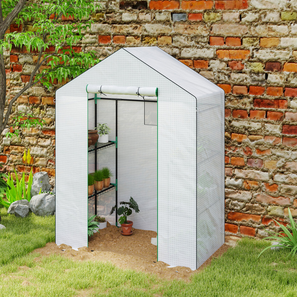 Invernadero Para Jardín Outsunny Acero, Pe Blanco 140x73x190 Cm 845-933v00wt_3