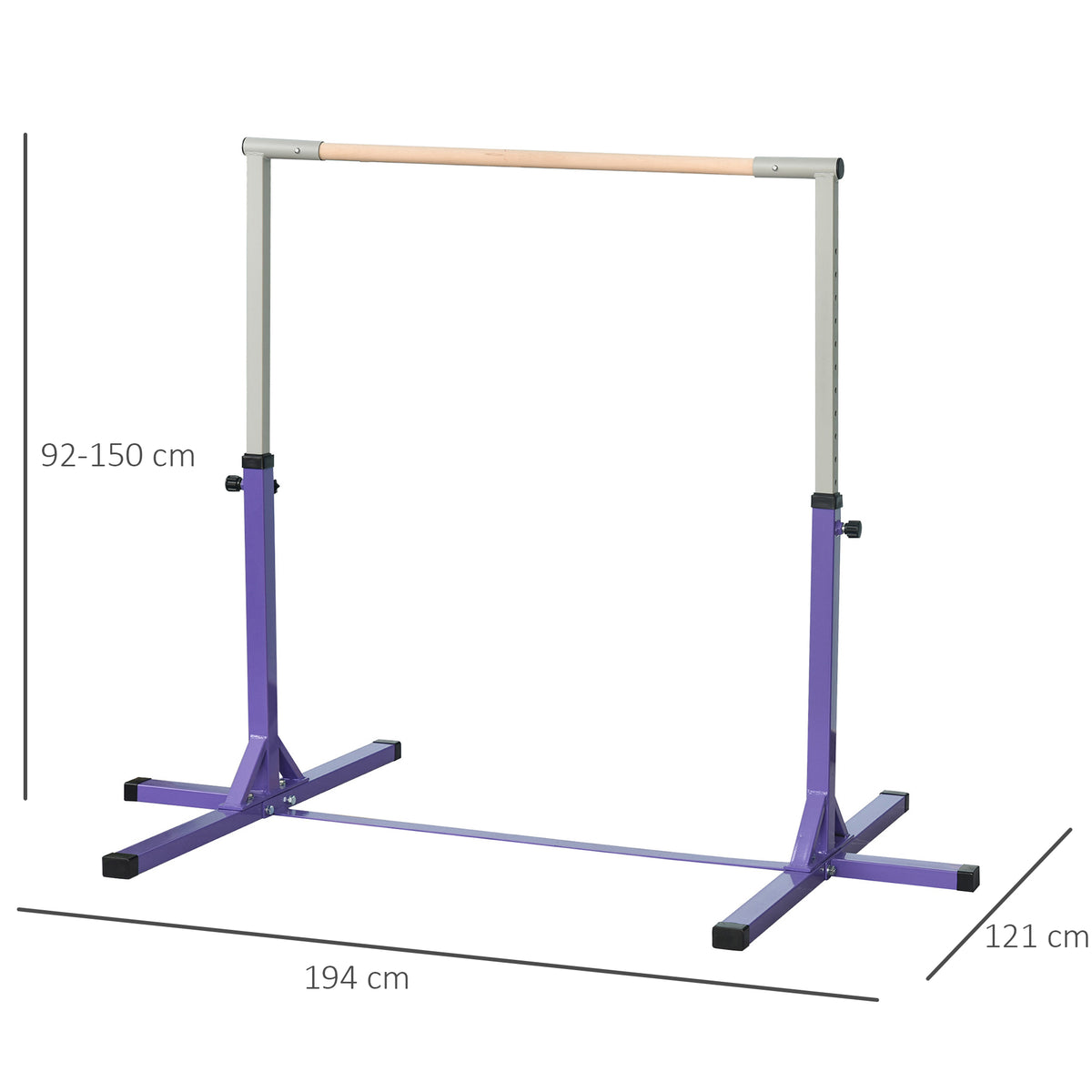 Barra De Gimnasia Homcom Acero Púrpura 194x121x150 Cm_2