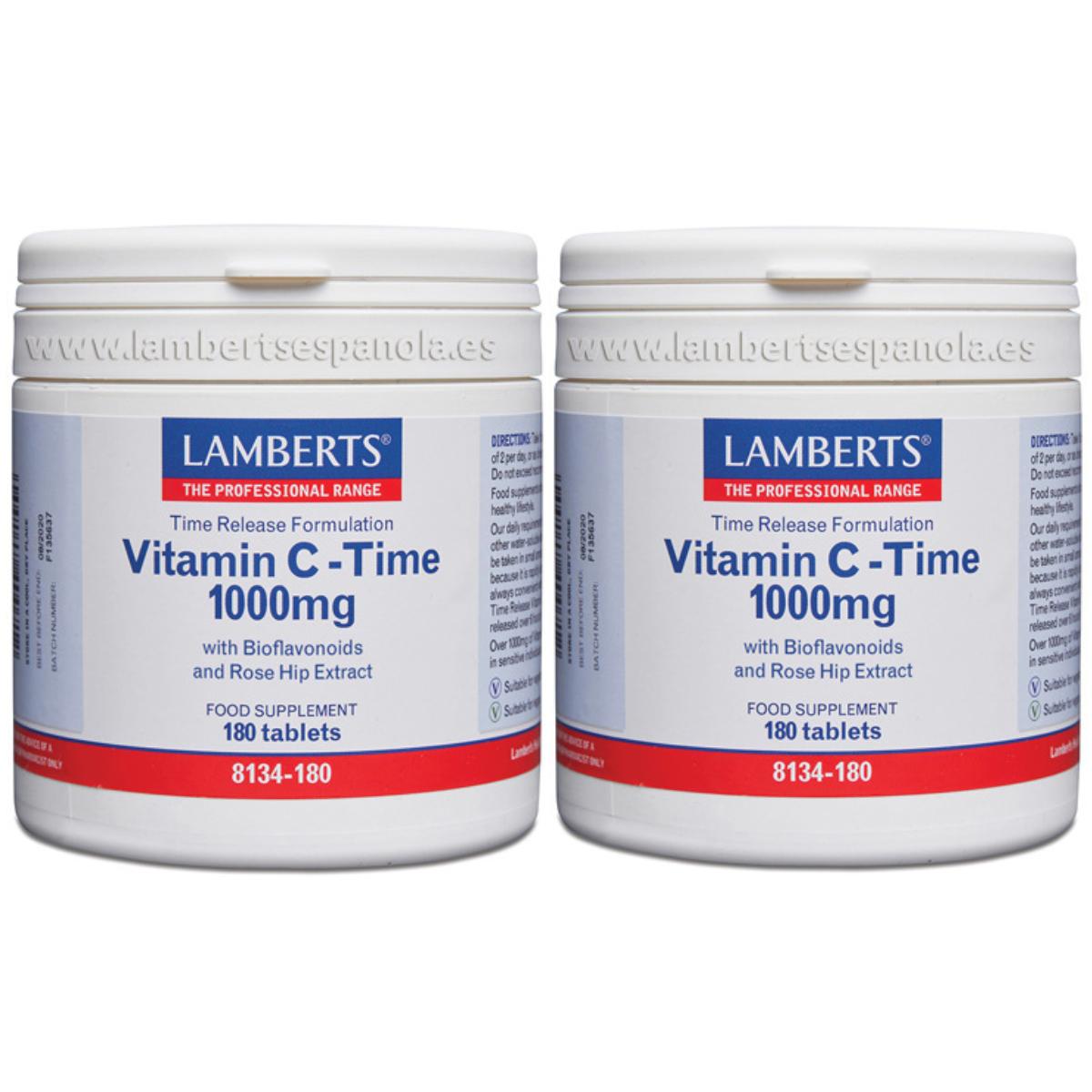 Pack 2 x Vitamina C 1000 mg liberación sostenida Lamberts 180 tabletas