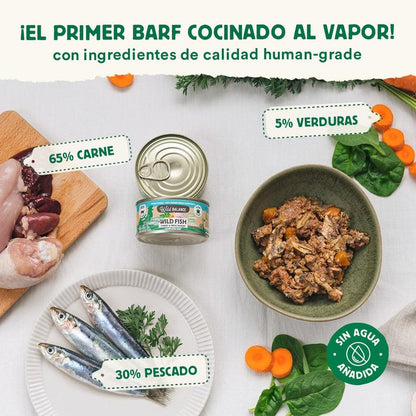 Lata de Pescado y Pavo BARF para gatos Wild Balance 120 g
