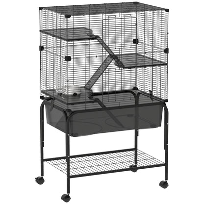 Jaula Animales Pequeños Pawhut Acero, Pet Negro 73x47x123 Cm D51-490v01bk_0