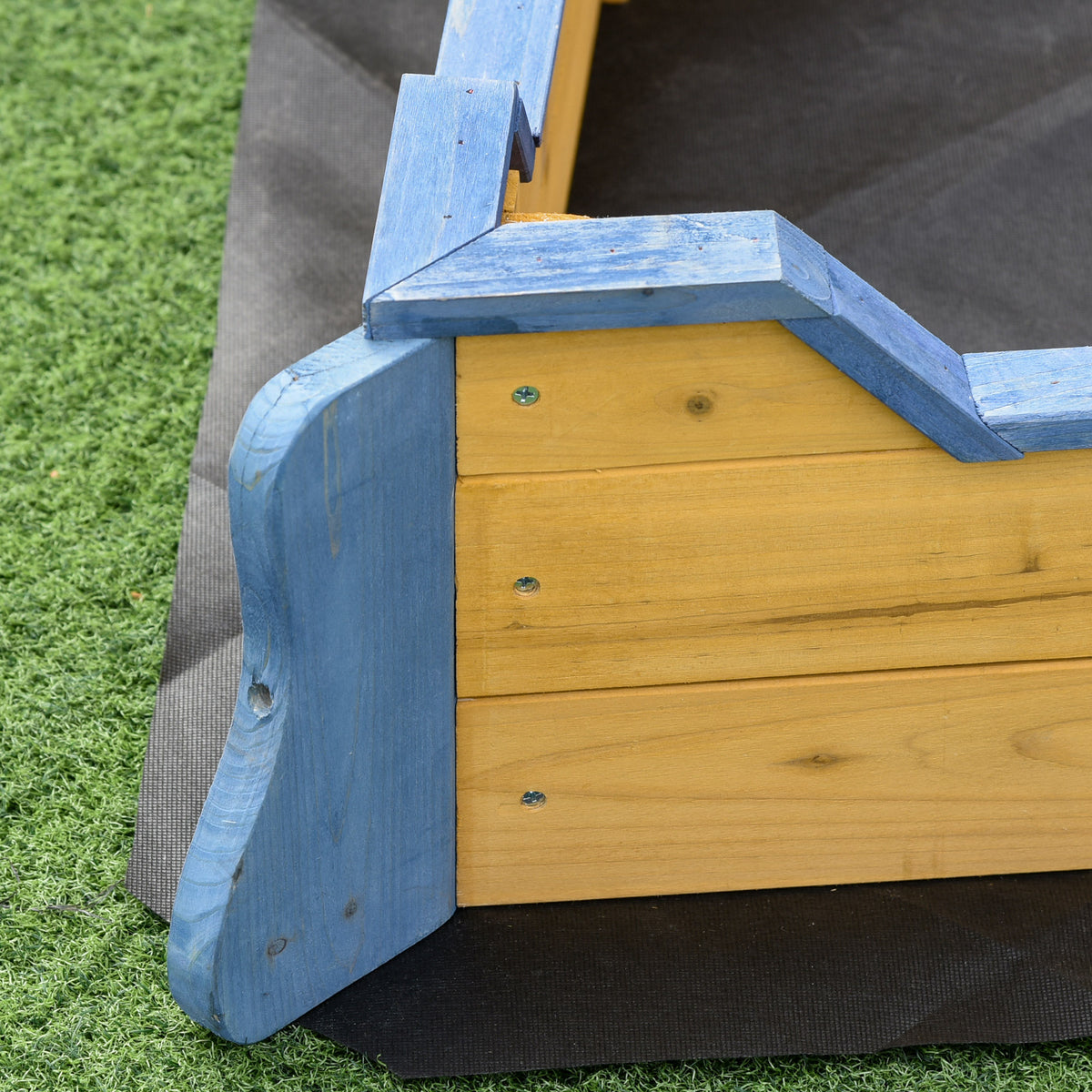 Arenero Infantil De Madera De Galeón Outsunny 158x78x45,5 Cm Natural_3