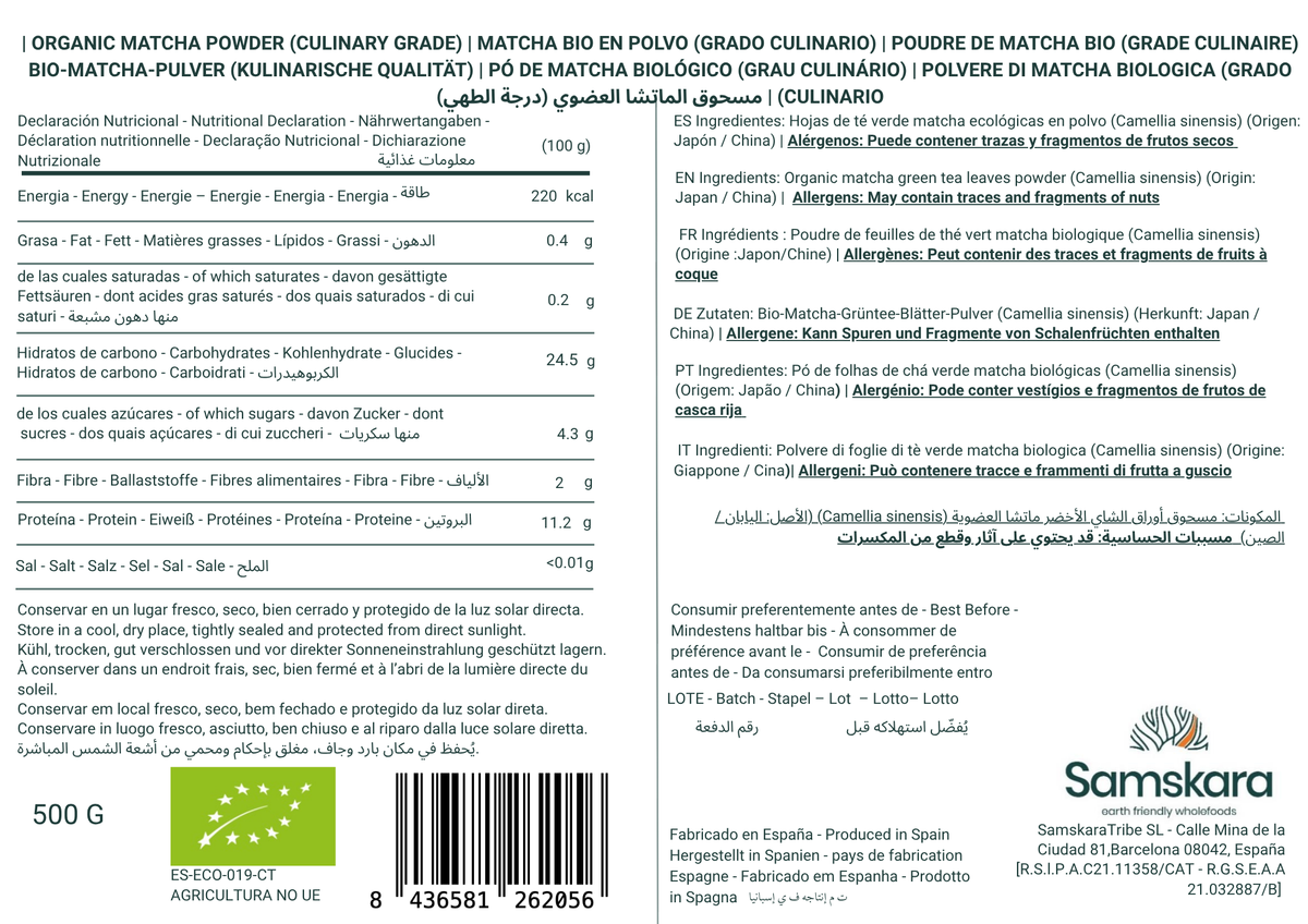 Matcha En Polvo Bio - 1kg (2 X 500g En Bolsas Opacas Anti-luz) | Superalimento Ecológico Vegano Para Batidos, Smoothies_1