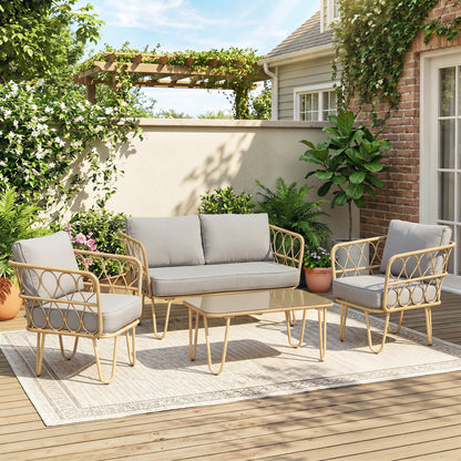 Muebles De Jardín Outsunny Acero, Pe Madera Natural 129x71.5x69 Cm_1