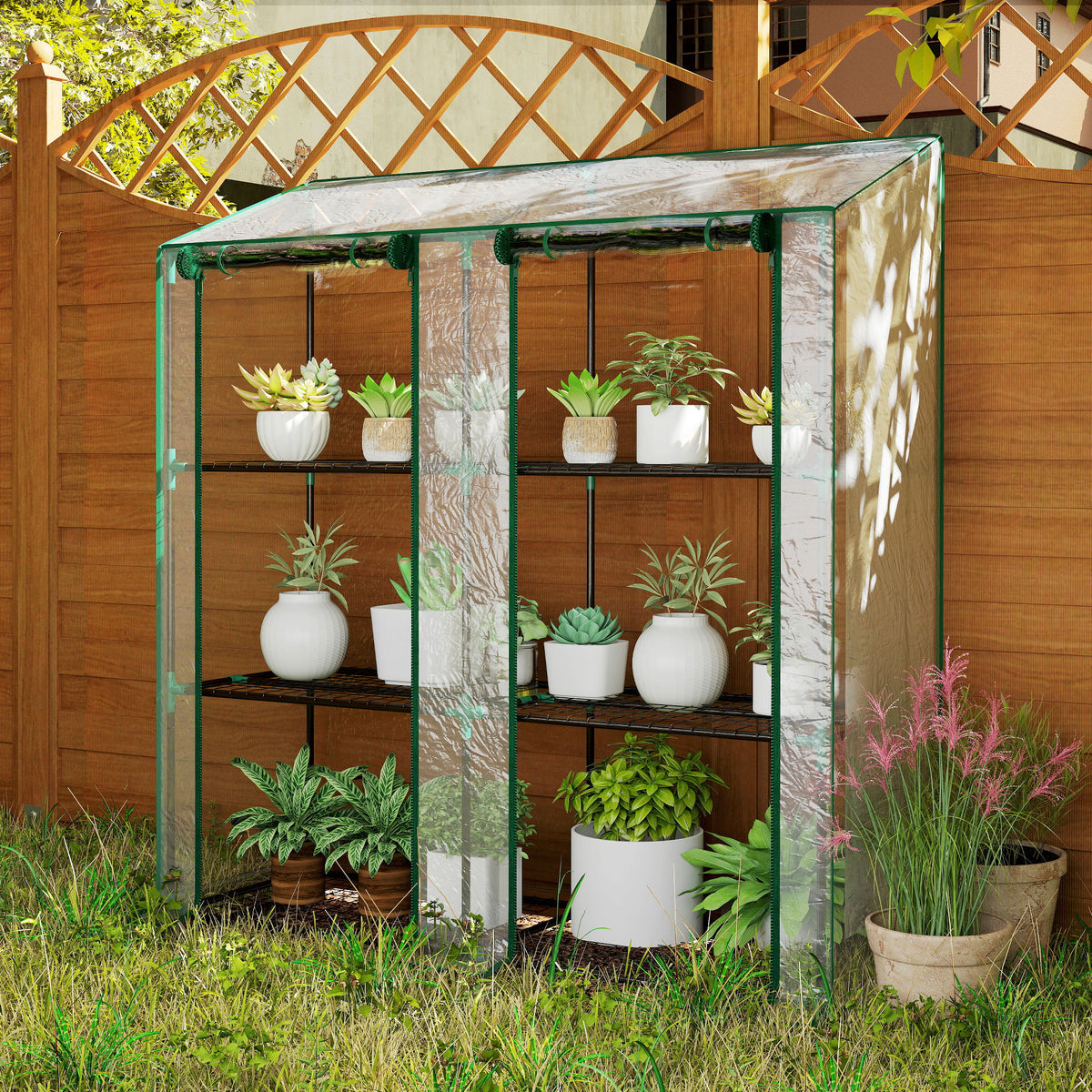 Invernadero De Jardín Outsunny Acero, Pe Transparente 143x46x151 Cm_3