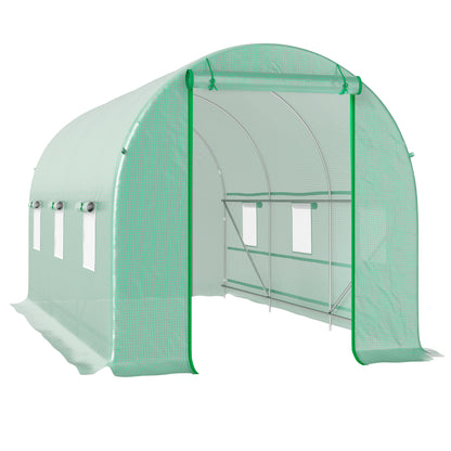 Invernadero De Túnel Con 6 Ventanas Outsunny 400x200x200 Cm Verde_0