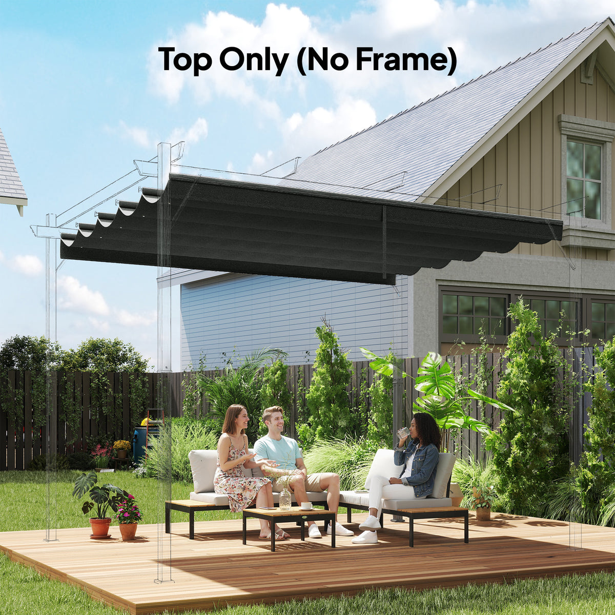 Cubierta Para Pérgola Outsunny Tela Poliéster Gris Oscuro 250x255x6 Cm_1