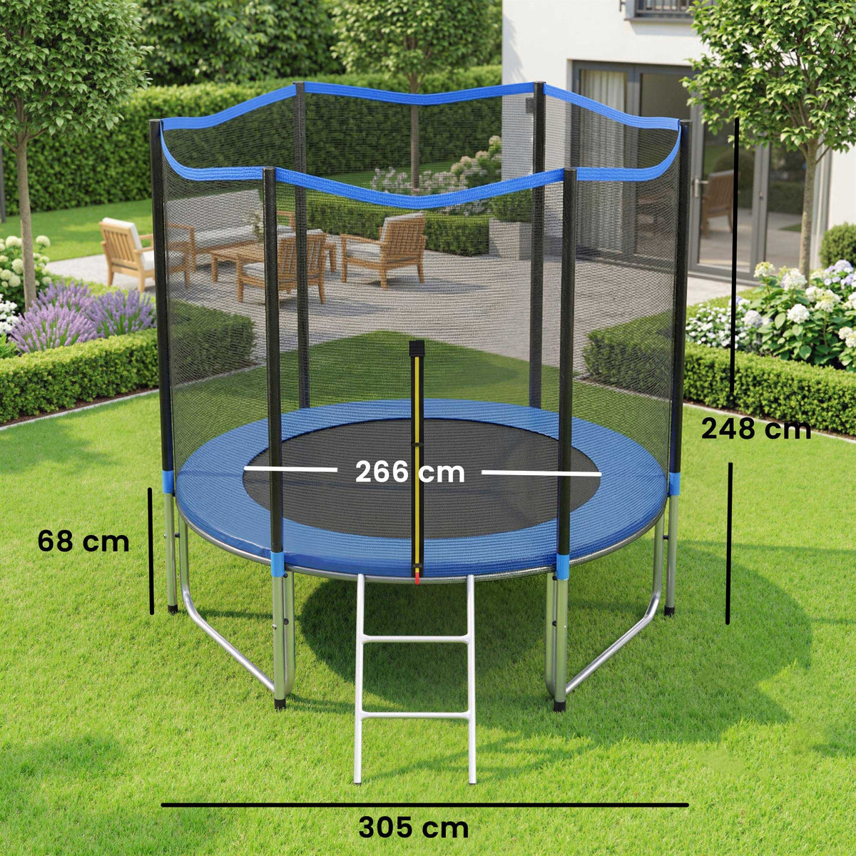 Cama Elástica Exterior Sportnow Acero, Pp Azul 305x305x248 Cm_2