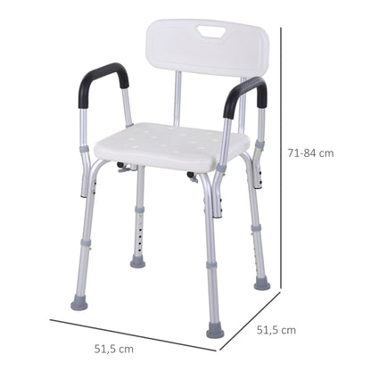 Silla Para Ducha Homcom Aleación De Aluminio Blanco 51,5x51,5x84 Cm_2