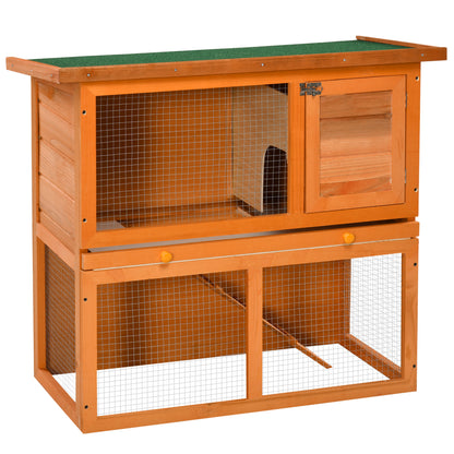 Conejera De Madera Pawhut Amarrillo 90x45x80 Cm Madera De Abeto_0