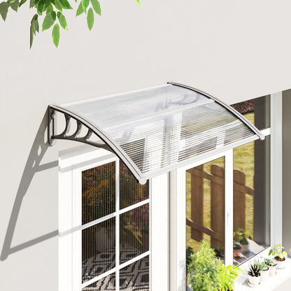 Marquesina Exterior Outsunny Policarbonato Transparente 100x75x23 Cm_4