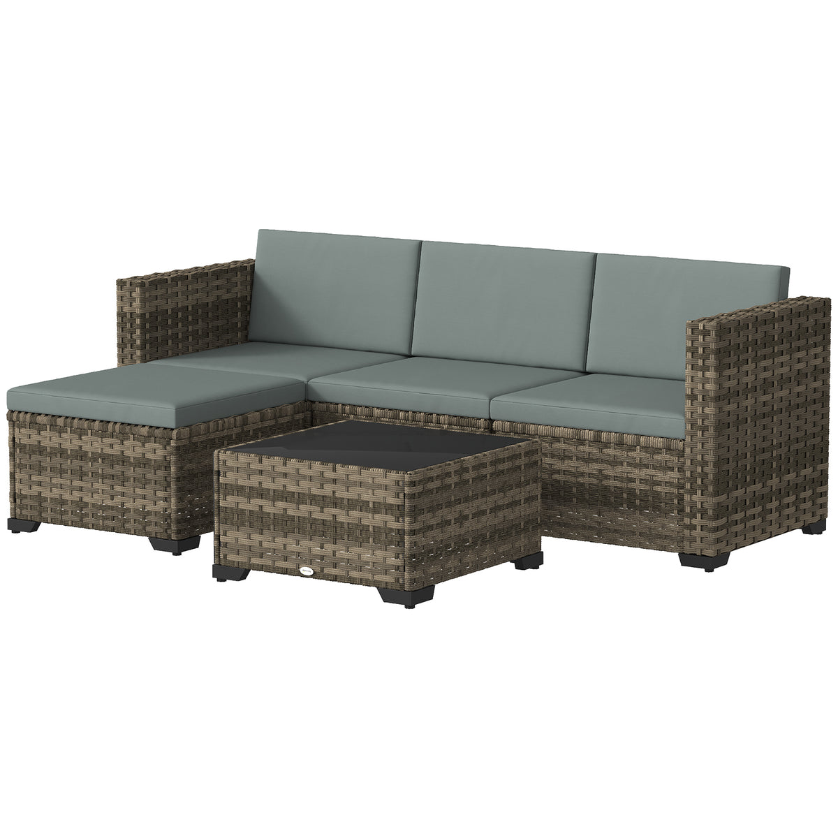 Conjunto De Jardín Outsunny Acero, Pe Gris Claro 188x120x61 Cm_4