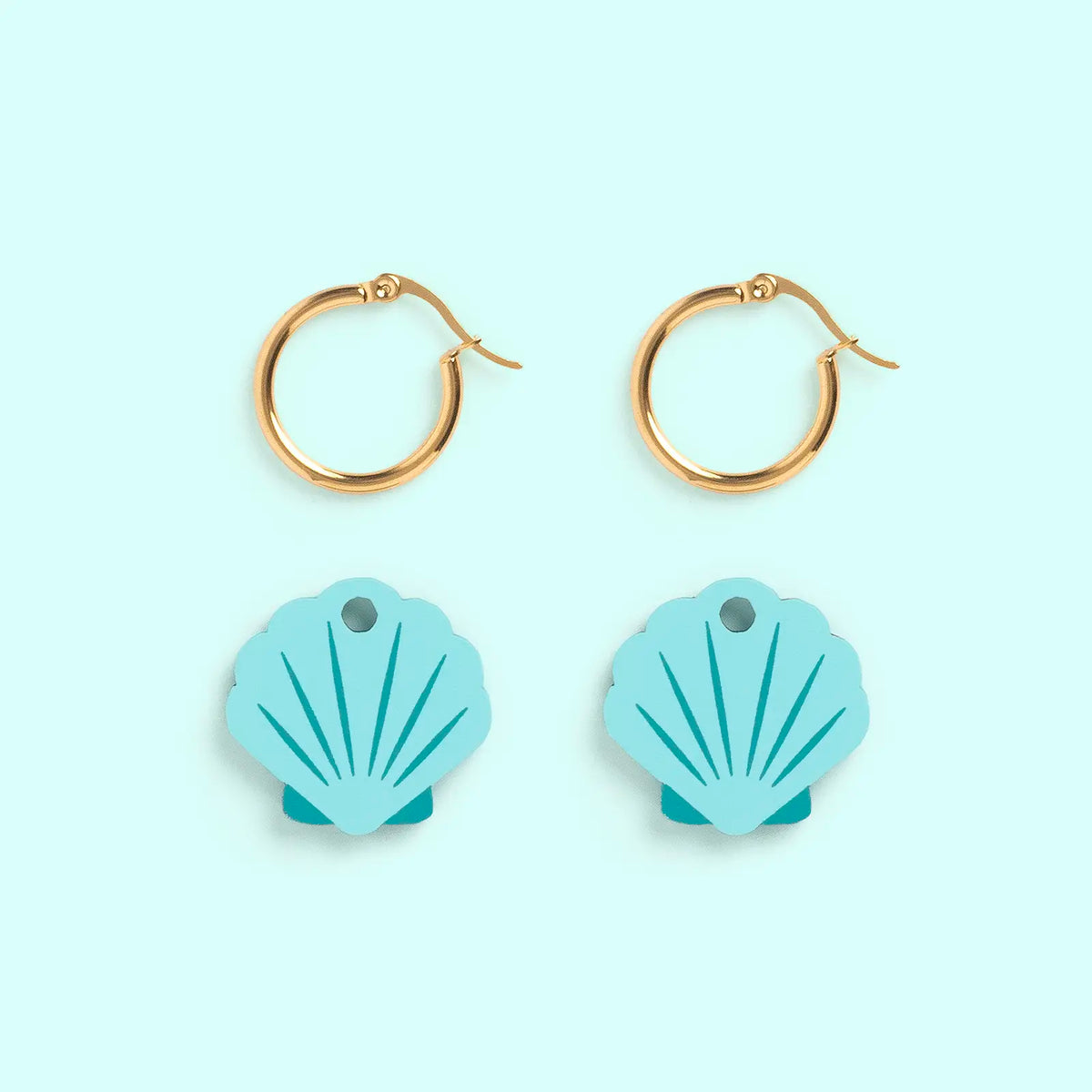 Pendientes Concha de Mar - Aro de Acero Quirúrgico y Bañado en Oro de 18k - Nature Vibes_2