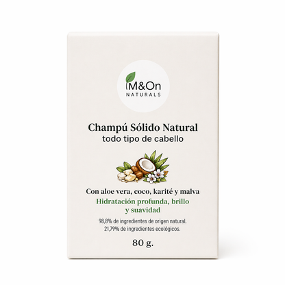 Champú Sólido para Cabello Normal 80 g | Aloe Vera, Karité y Malva | Hidratación y Brillo | M&amp;On Naturals_0