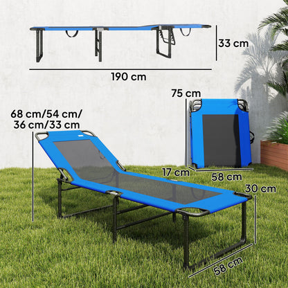 Tumbona Outsunny Acero, Textilene Azul 175x58x68 Cm_2
