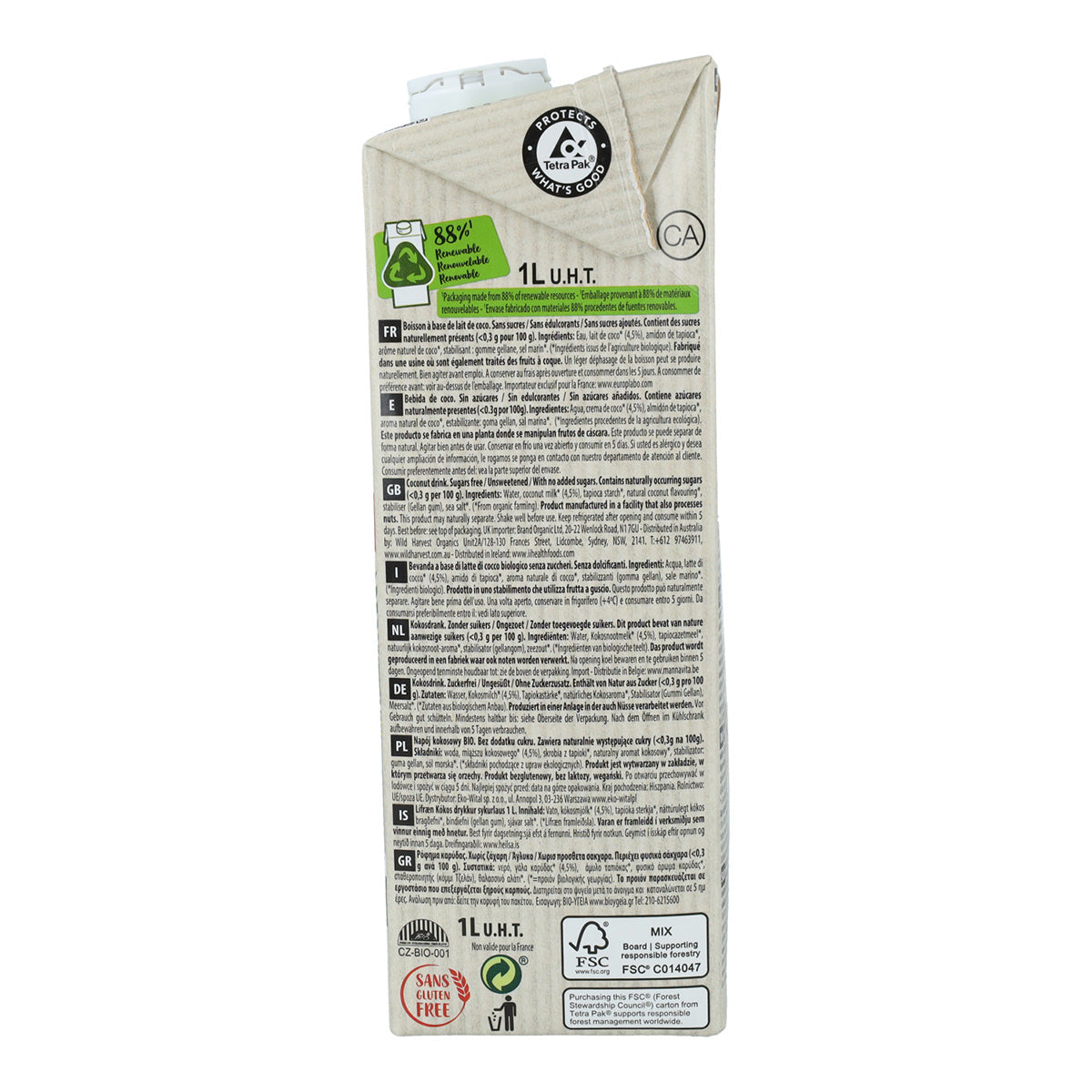 Bebida vegetal de Coco Classic Nature BIO Ecomil 1 L