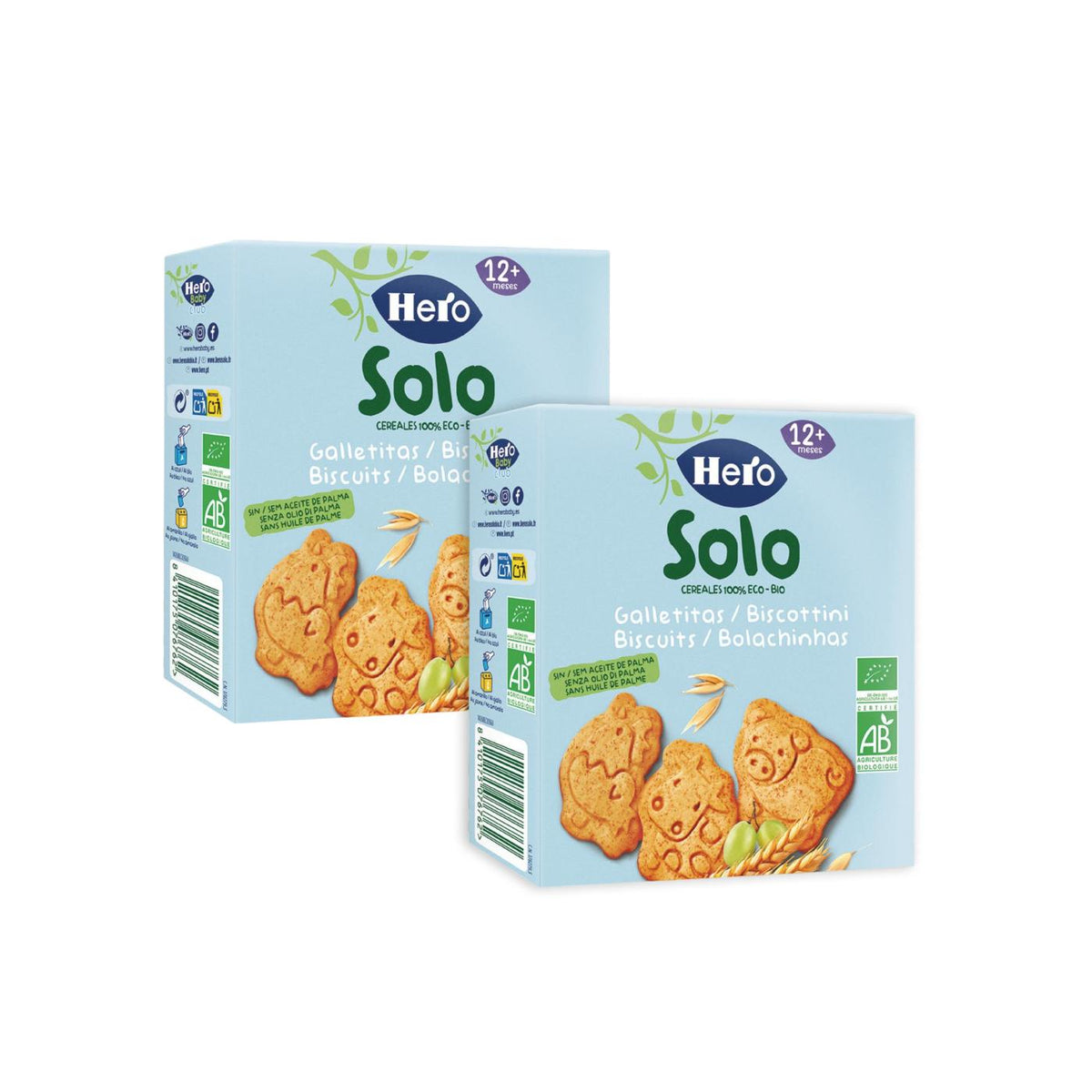 Pack promo 2x Galletitas animales Solo Cereales 100 g-Hero Solo