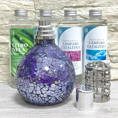 Pack Lámpara Catalítica Mosaico Azul Océano + Fragancia Lollipop 200ml + Limpiador Neutro 200ml + Mecha De Repuesto_5