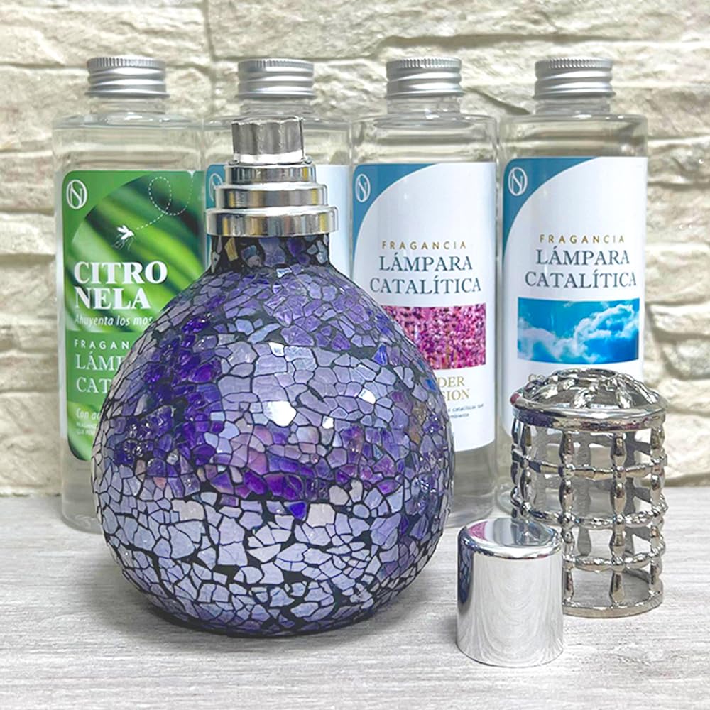 Lámpara Catalítica Mosaico Azul Océano + Aroma Provence Breeze 500 Ml - Elimina Malos Olores, Impurezas Y Perfuma_5