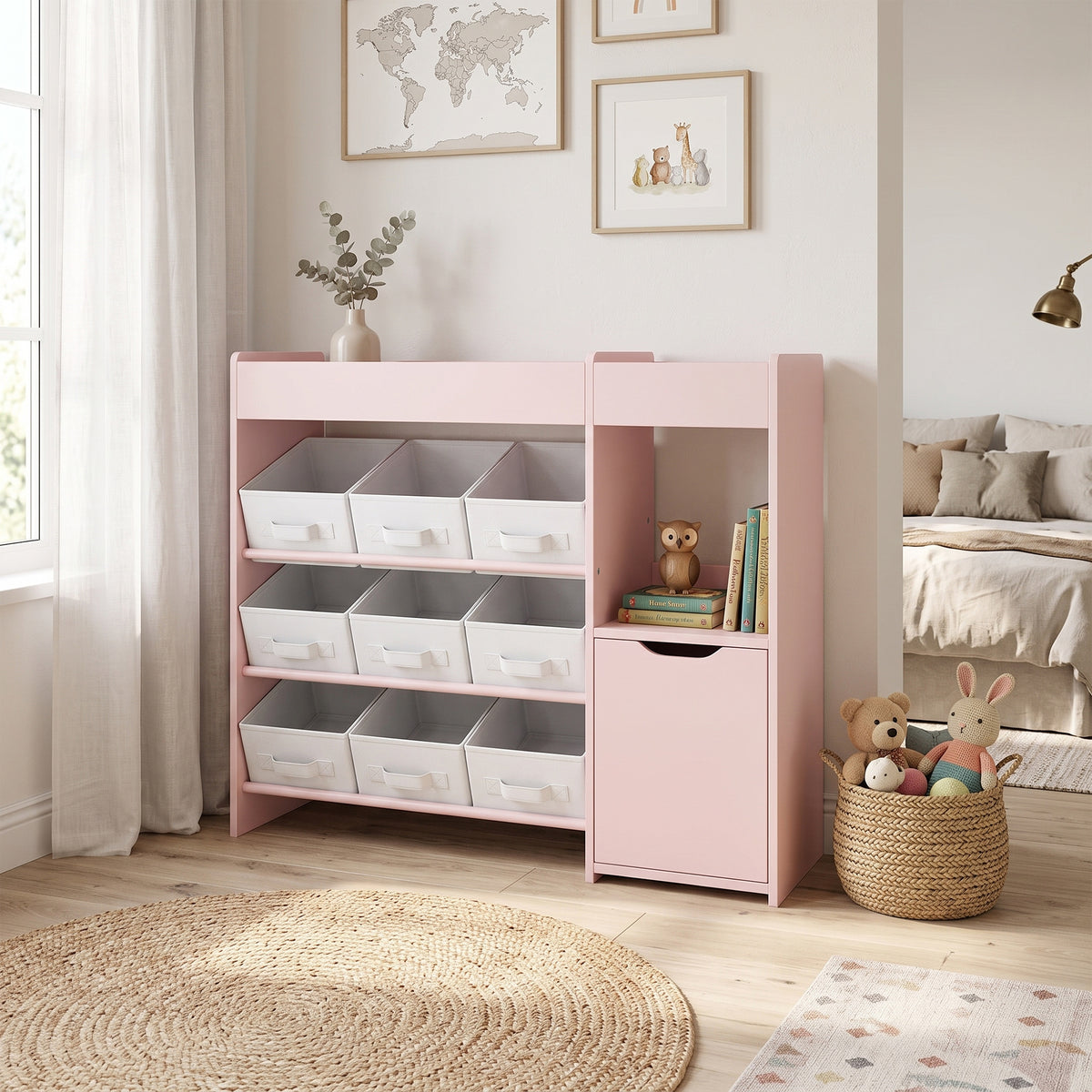 Estantería Para Juguetes Aiyaplay Mdf, Acero Rosa 92x30x80 Cm_1