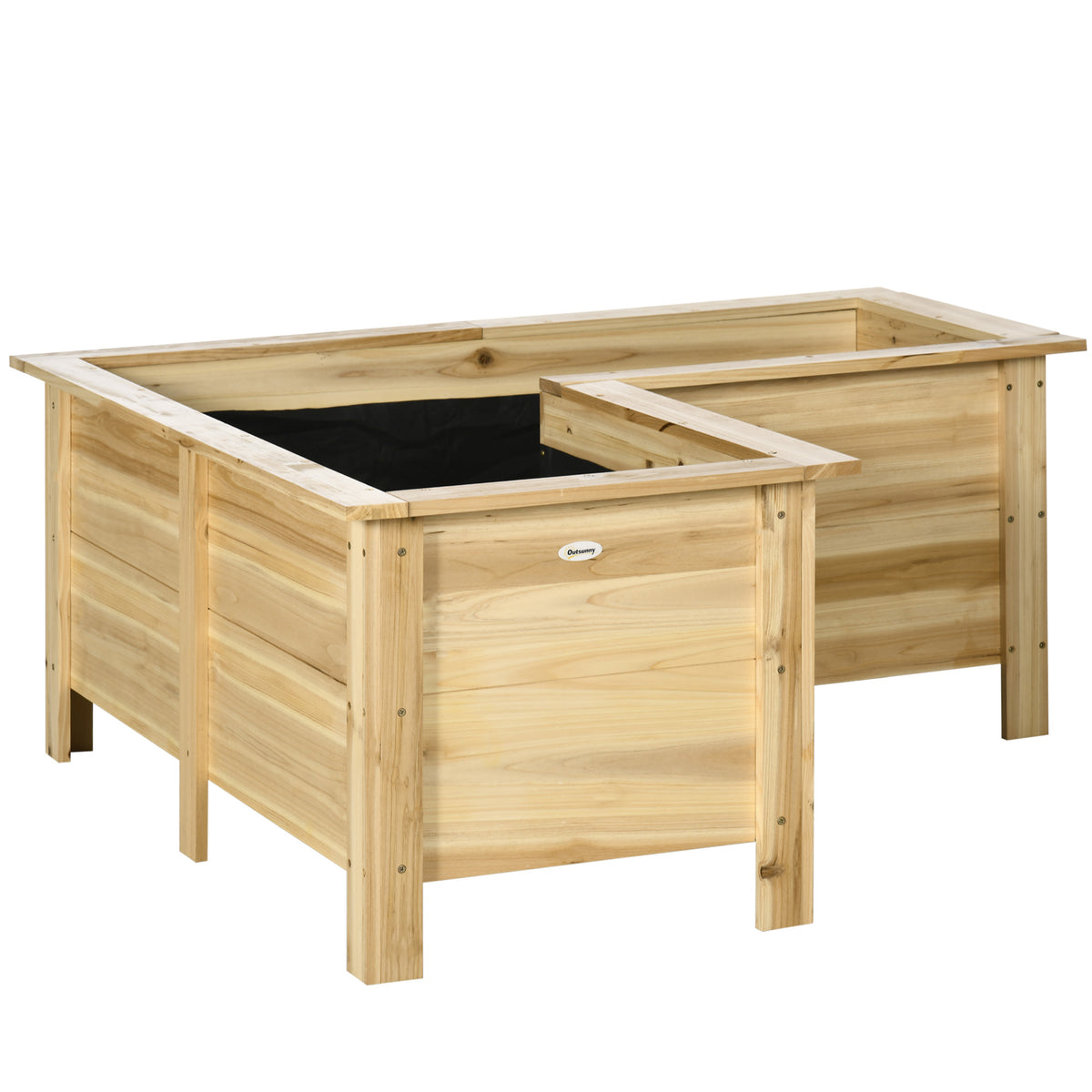 Jardinera Outsunny Madera De Abeto Madera Natural 120x120x50 Cm_0