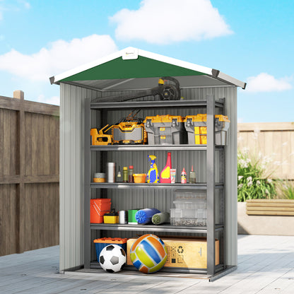 Outsunny Caseta De Jardín Exterior 1,1 M² 136x87x178 Cm Puertas Abatibles Verde_3