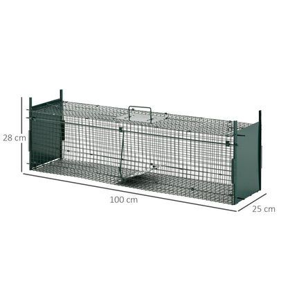Trampa Para Animales Vivos Pawhut Verde Oscuro 100x25x28 Cm_2