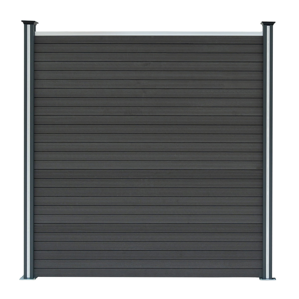 Vallas Para Exteriores De Wpc Y Aluminio - 3x Paneles Cuadrados + 1x Oblicuo + 4x Postes Con Led | Gris_2