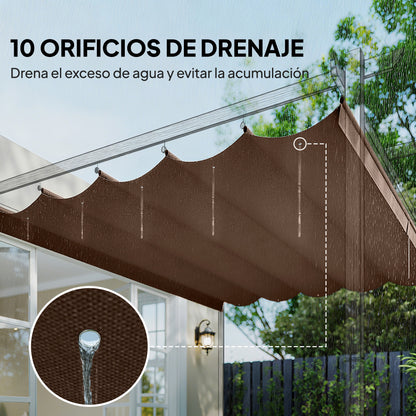 Cubierta Para Pérgola Toldo Retráctil Outsunny 350x250 Cm Café_5
