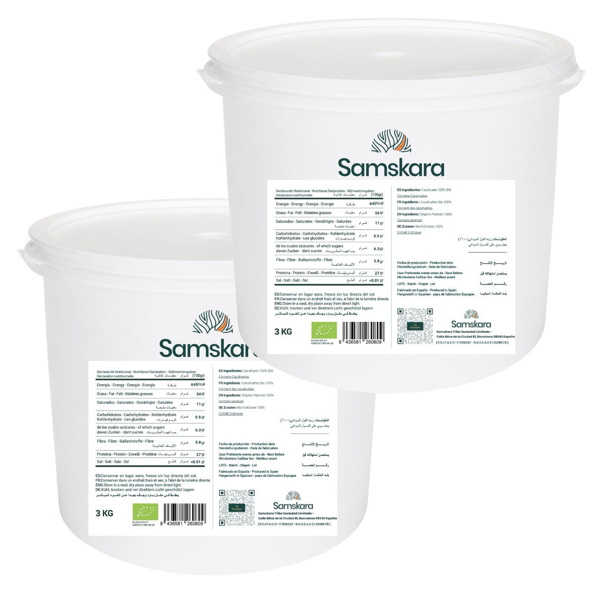 Crema De Cacahuete Ecológica Bio Smooth - 3kg (bote Único) | 100% Cacahuete Tostado, Sin Azúcares Ni Aceite De Palma_0